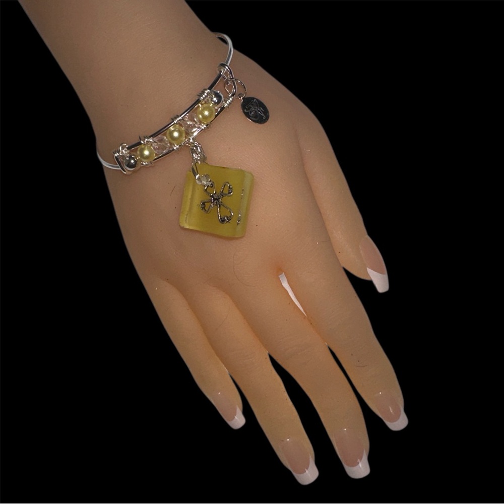 Cross Pendant Bangle Bracelet - image 2